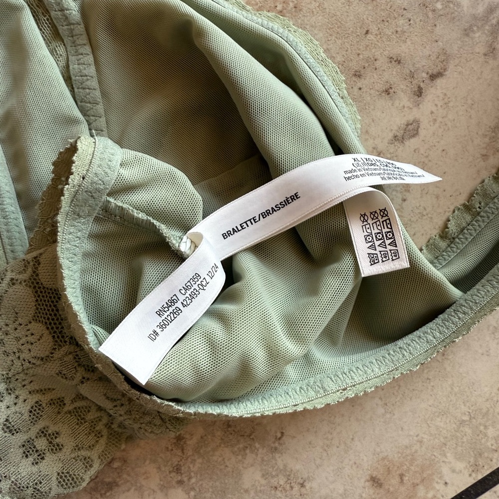 Rare Comfy VS PINK Lace Halter Bralette in Sage Green - Picture 6 of 9